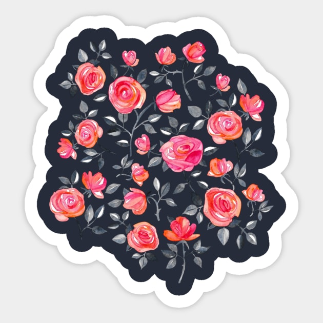 Roses  - a watercolor floral pattern Sticker by micklyn